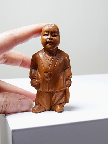Vintage Figur chinesische Kinderfigur Buchsbaum braun Kunst