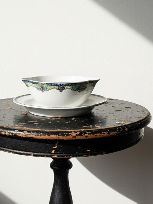 Vintage Sauciere Lunéville Opaque von Lunéville für France polychromes Dekor