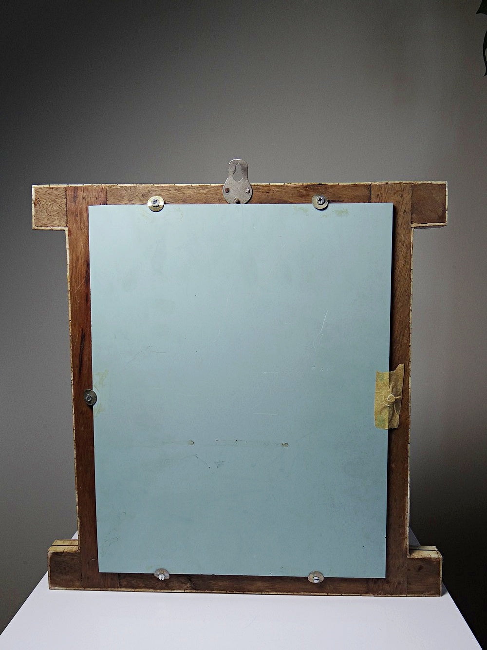 Vintage Spiegel Fenster Rajasthan handbemalter Knochen mit Reiterdekor, antik frühes 20. Jh.