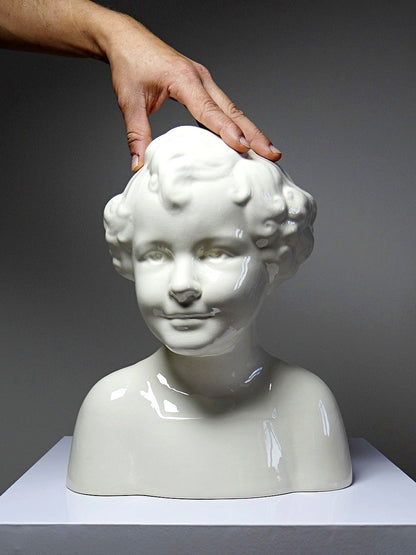 Vintage Kunst Faience Büste von Sarreguemines für Sarreguemines Art Déco selten
