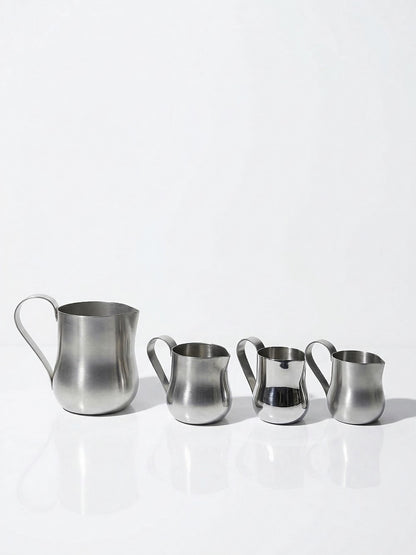 Vintage Barmessbecher Set von 4 aus gebürstetem Edelstahl, Silber