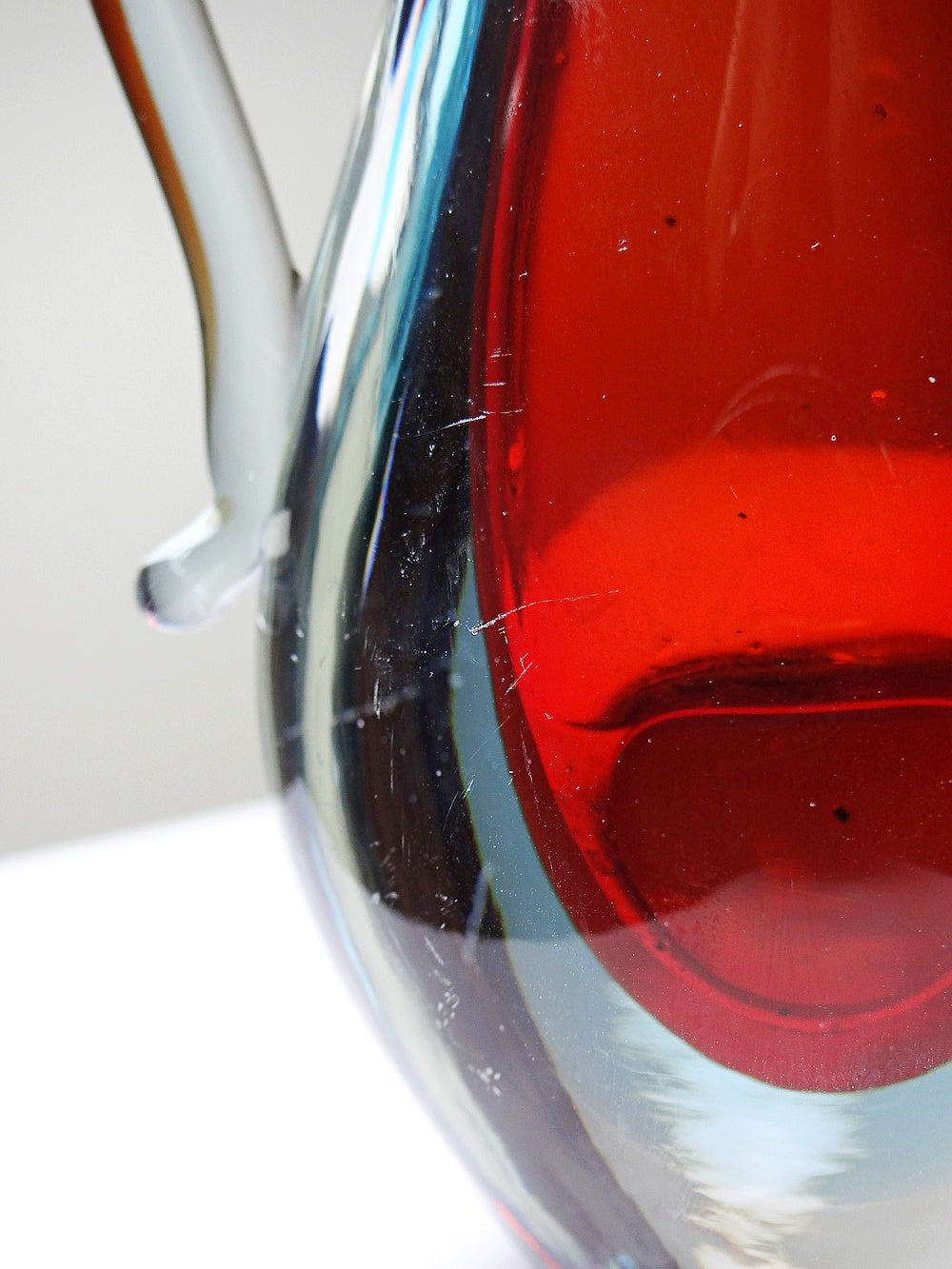Vintage Vase Sommerso von Flavio Poli für Murano rot blau transparent