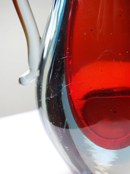 Vintage Vase Sommerso von Flavio Poli für Murano rot blau transparent