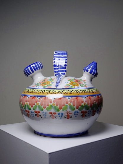 Vintage Wasserkrug mit Blumen, mehrfarbig, aus Keramik, Spanien