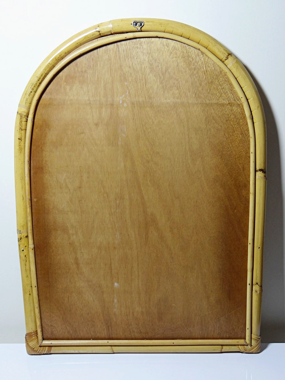 Vintage Wandspiegel mit Bogenform aus Bambus, Riviera Stil