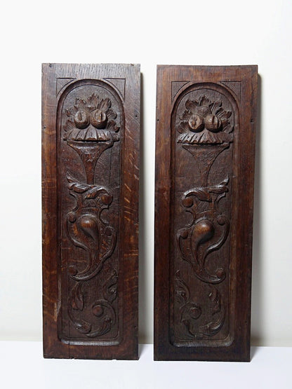Vintage Wandpaneel Set von 2 dunkelbraun weiß Dekoration Eichenholz