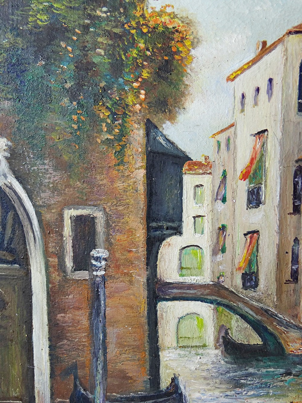 Vintage Gemälde Venedig Canal und Fassaden warme Töne