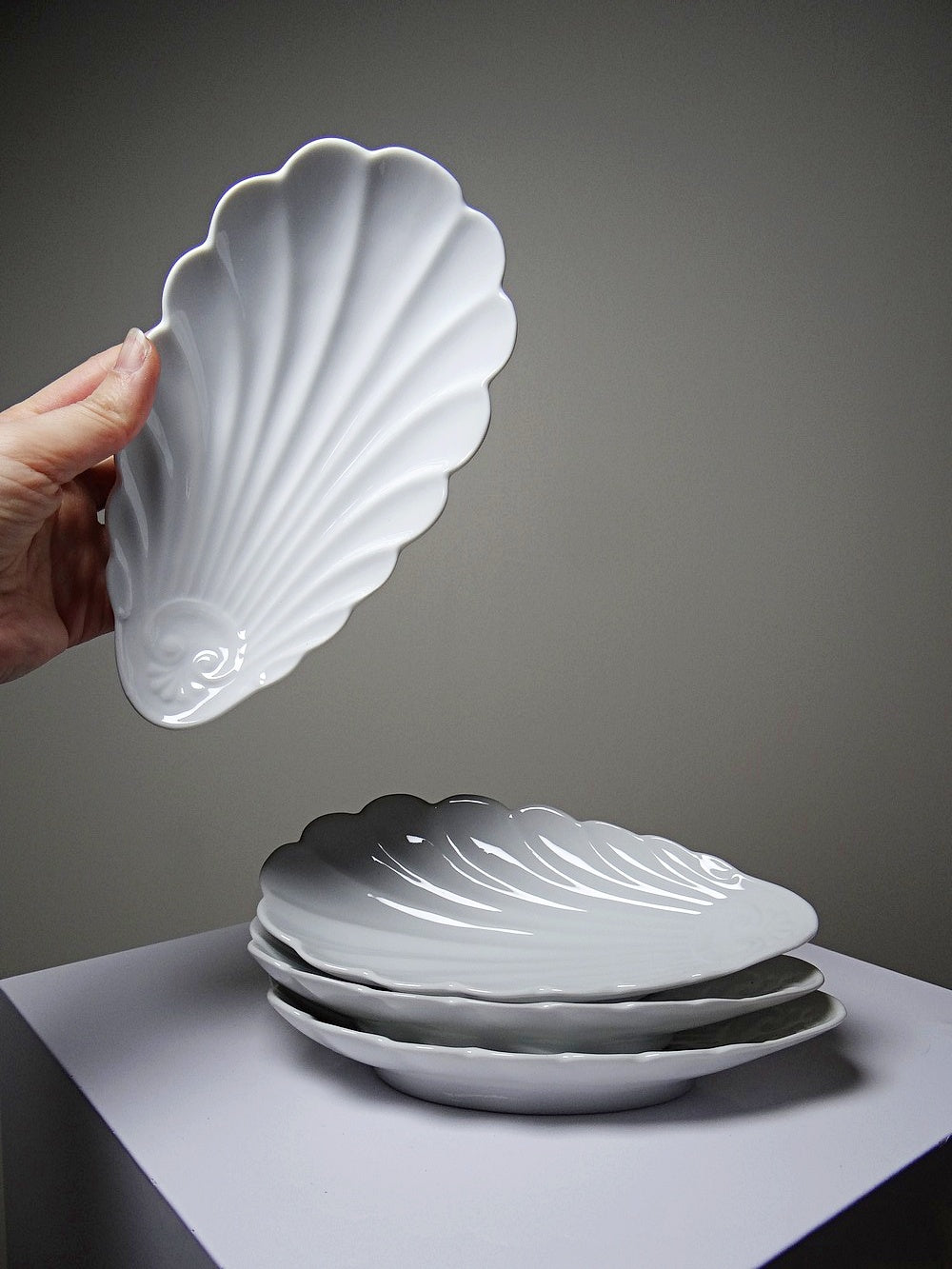 Vintage Servierplatte Set von 4 von Limoges für Limoges France Muschelform Rococo