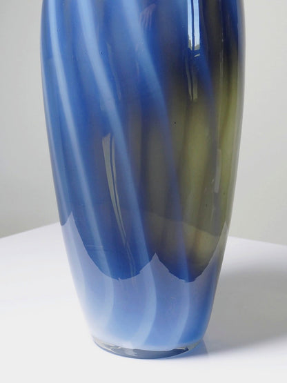 Vintage Vase von Fratelli Toso für Murano blau opalines Rauchglas