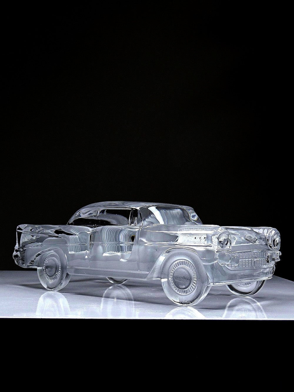 Vintage Kristall Briefbeschwerer Chevrolet Bel Air 1957 für Magic Crystal ForMen Hofbauer