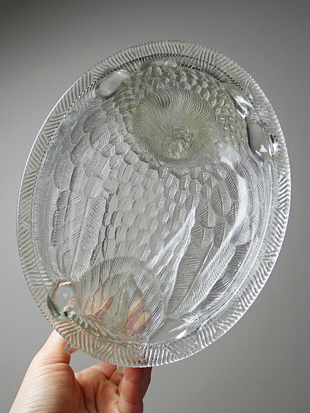 Vintage Bonbonniere Huhn aus gepresstem Glas, antik, frühes 20. Jh.