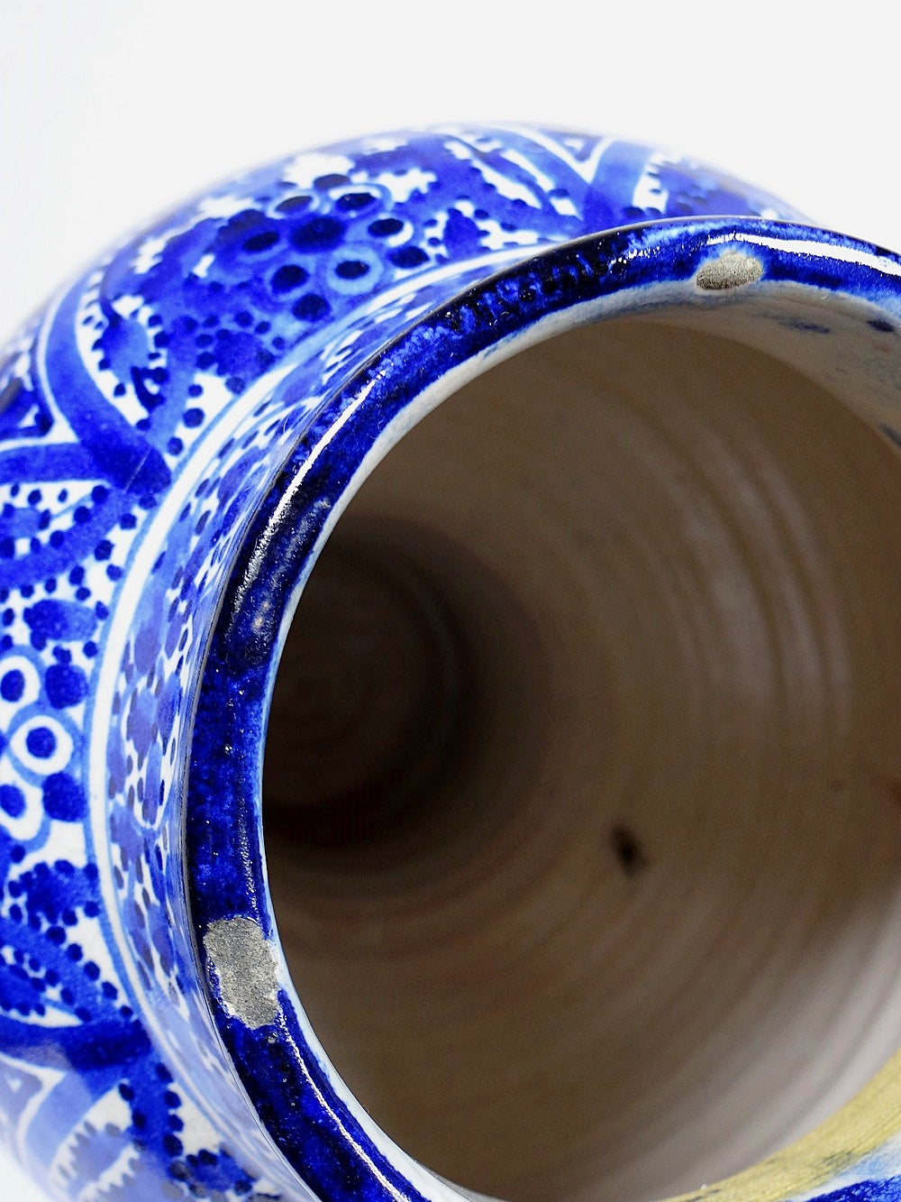 Vintage Vase Khabia aus Fès 19.-20. Jh. Kobaltblau, handgemacht