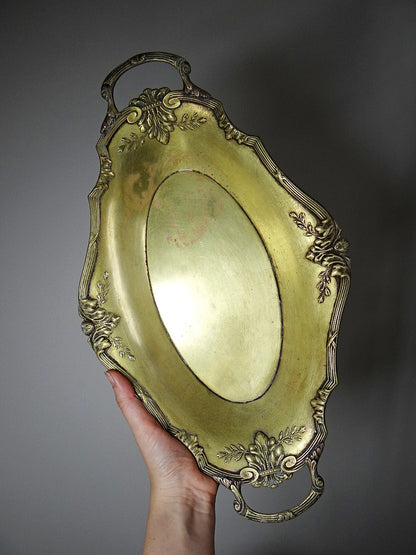 Vintage Schale im Louis XV Stil aus vergoldetem Metall mit Rocaille Dekor