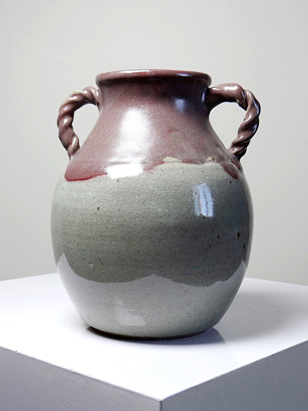 Vintage Vase von Milly Finn für Studio Pottery UK grau