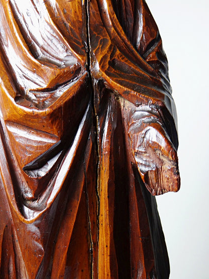 Vintage Skulptur Immaculée Conception Holz geschnitzt Unbefleckte Empfängnis Braun Bordeaux