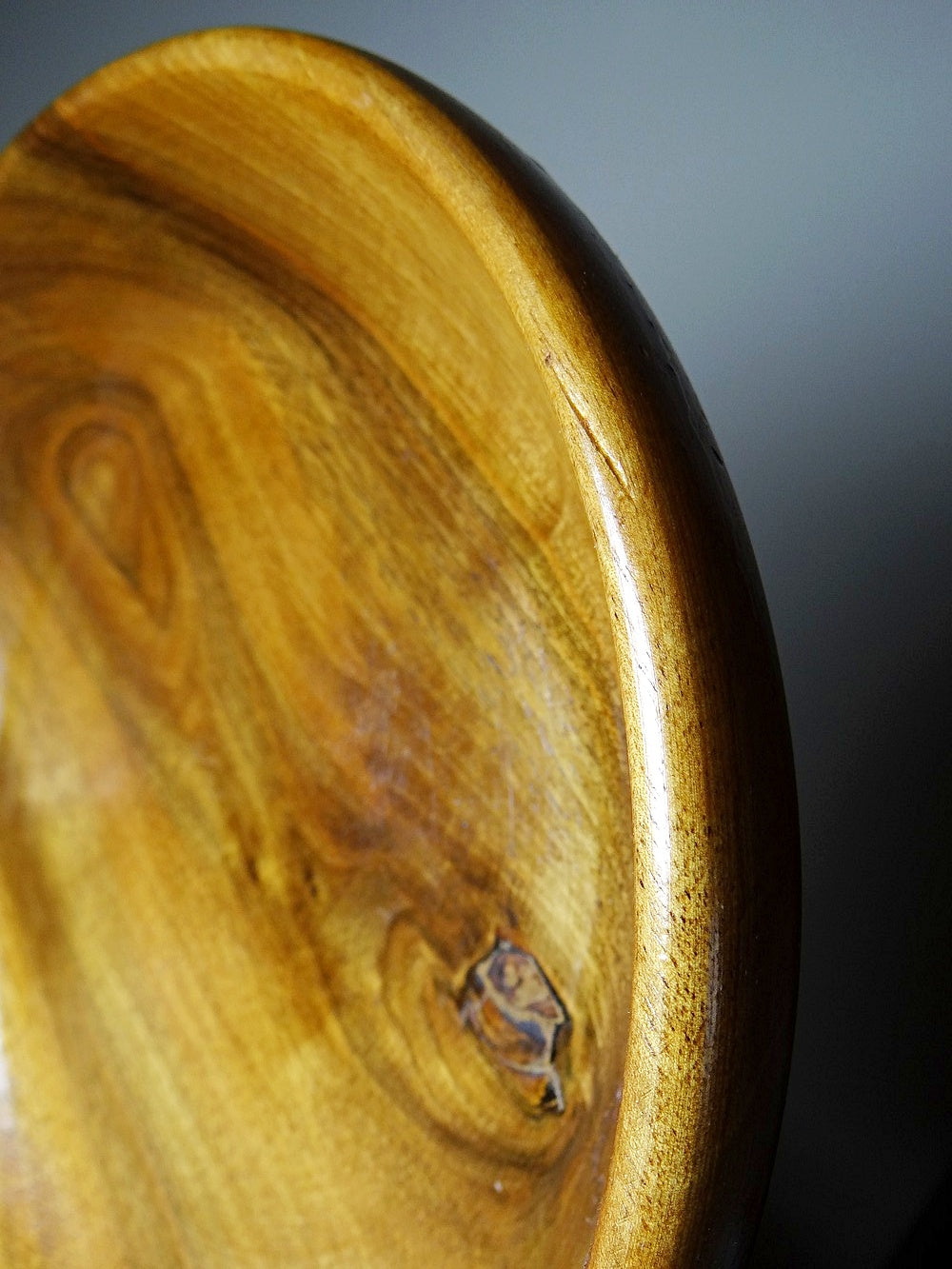 Vintage Holzschale Teak oder Akazie Braune Rille 23 cm Durchmesser 5,3 cm Höhe