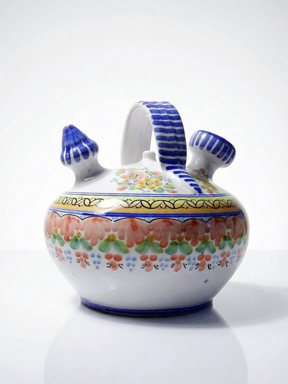 Vintage Wasserkrug mit Blumen, mehrfarbig, aus Keramik, Spanien