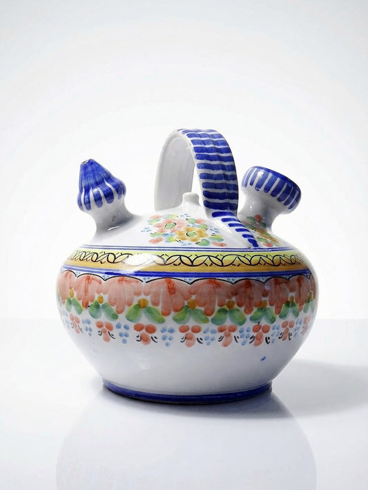 Vintage Wasserkrug mit Blumen, mehrfarbig, aus Keramik, Spanien