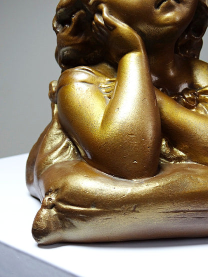Vintage Büste Mädchen mit goldener Patina für GoldKunst