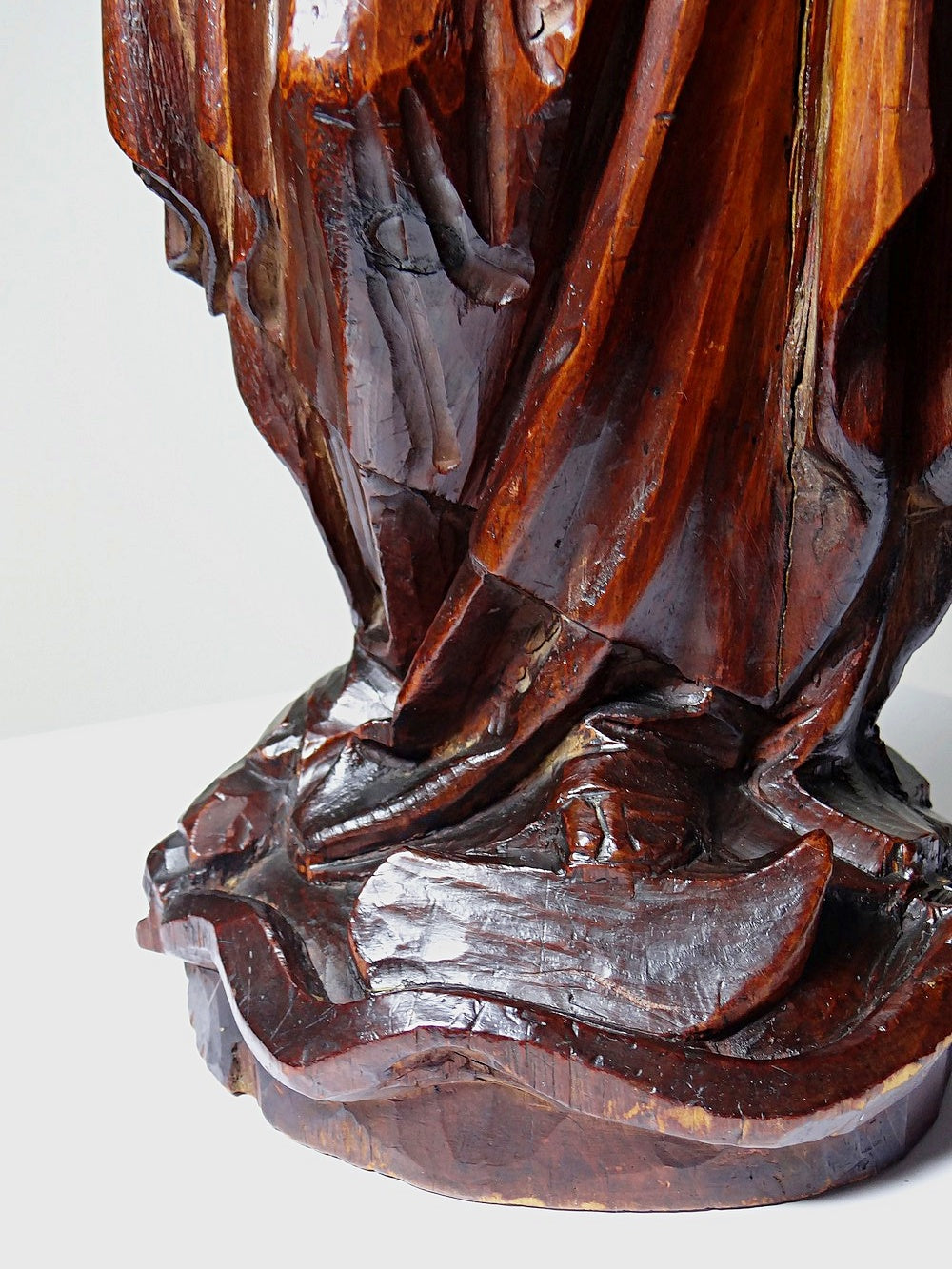 Vintage Skulptur Immaculée Conception Holz geschnitzt Unbefleckte Empfängnis Braun Bordeaux