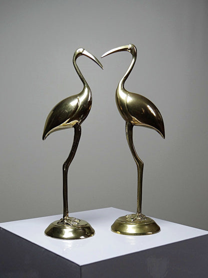 Vintage Set von 2 Kranich Figur aus Messing, dekorativ