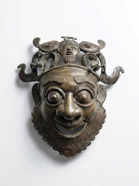 Vintage Bronzemaske Bamoun Kamerun braun Dekoration
