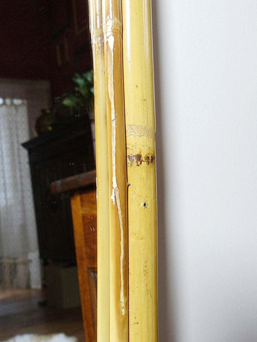 Vintage Wandspiegel mit Bogenform aus Bambus, Riviera Stil