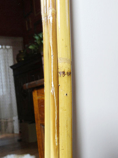 Vintage Wandspiegel mit Bogenform aus Bambus, Riviera Stil
