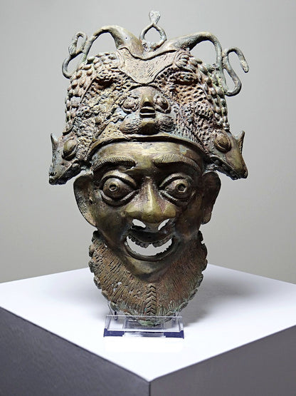 Vintage Maske Bamoun für BraunDekoration Afrikanische Bronze-Maske aus Kamerun