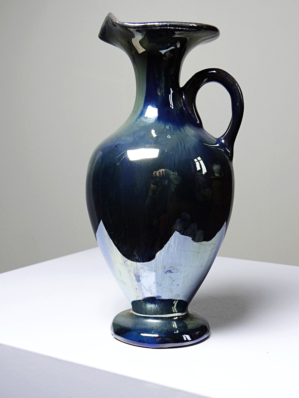 Vintage Steinzeugkanne Grès de Rambervillers für Rambervillers Blau