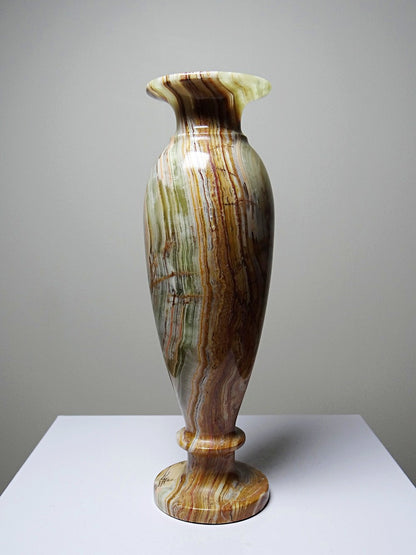 Vintage Vase aus gestreiftem grünem Onyx, Italien, Midcentury, grüne Dekoration