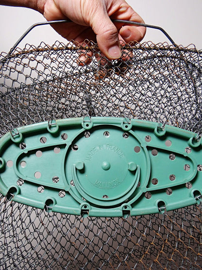 Vintage Servieraccessoire von Maillinox XL Fischreuse Grün Metall Rost