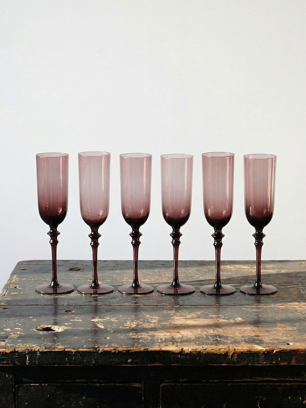 Vintage Champagnerflöte Set von 6 Violett Glas Geschirr Glas weiteres Material weiteres Material
