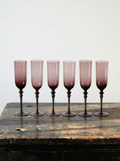 Vintage Champagnerflöte Set von 6 Violett Glas Geschirr Glas weiteres Material weiteres Material