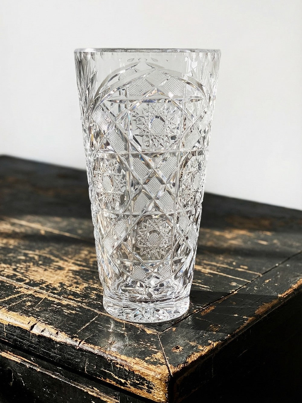 Vintage Vase aus Kristall, Böhmen Tschechoslowakei, durchsichtig