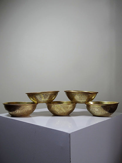 Set von 5 Vintage Hammam Schalen aus handgraviertem Kupfer, frühes 20. Jahrhundert