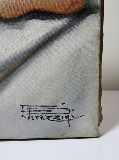 Vintage Gemälde Frau ruhend von Fortunato Pirazzini für GrauDekoration