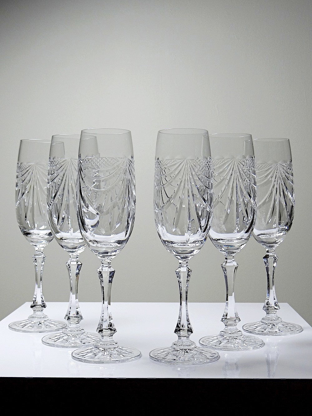Vintage Champagnerflöte Gérard Set von 6 Kristall aus Lothringen, durchsichtig, Geschirr