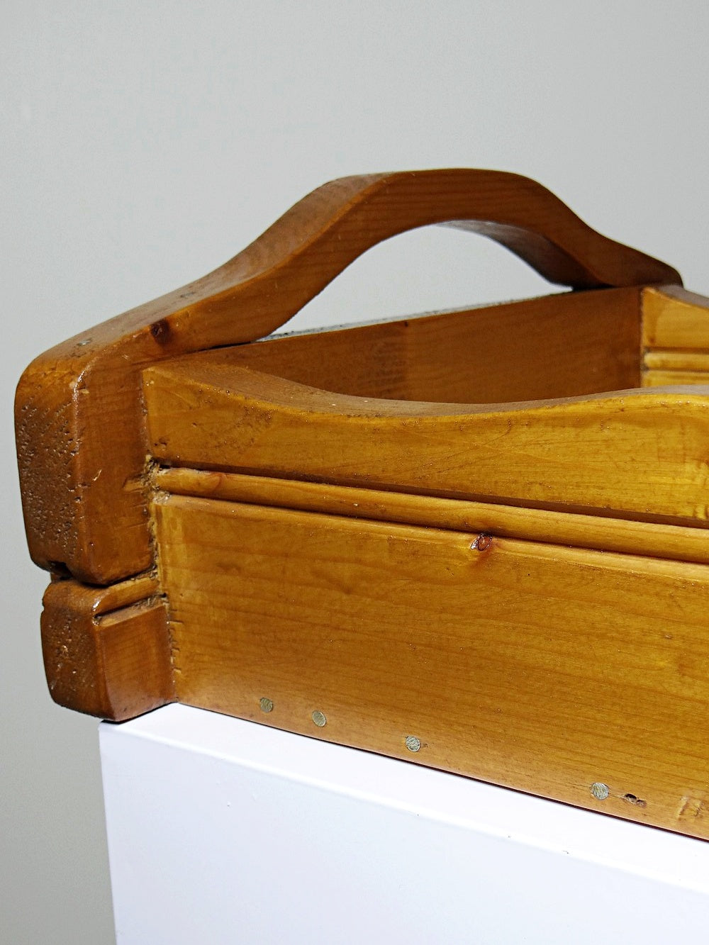 Vintage Tablett Massivholz mit Griffen, rustikal, handgefertigt