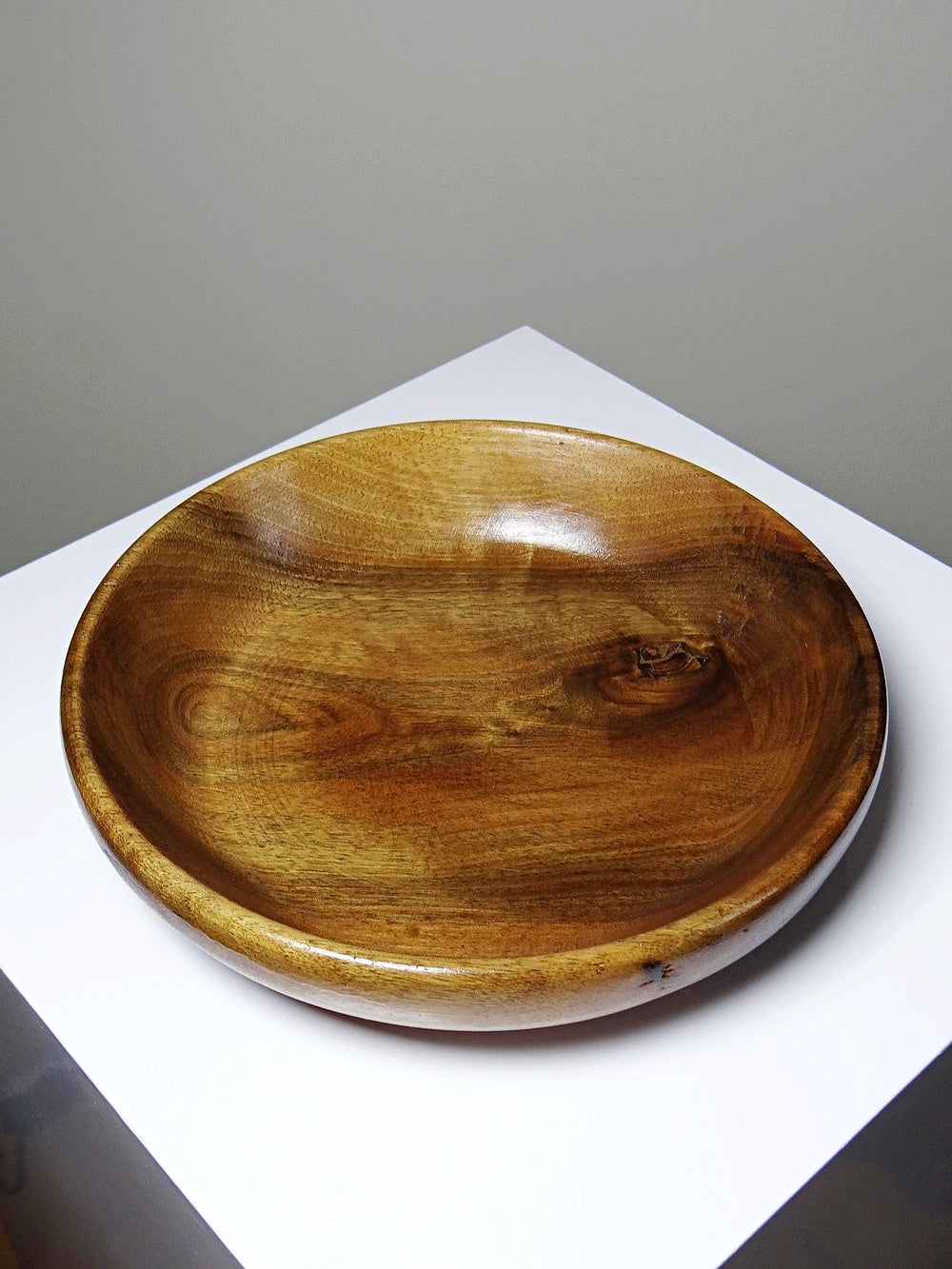 Vintage Holzschale Teak oder Akazie Braune Rille 23 cm Durchmesser 5,3 cm Höhe