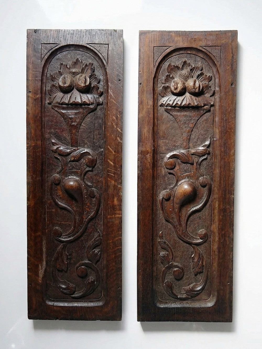 Vintage Wandpaneel Set von 2 dunkelbraun weiß Dekoration Eichenholz