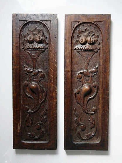Vintage Wandpaneel Set von 2 dunkelbraun weiß Dekoration Eichenholz