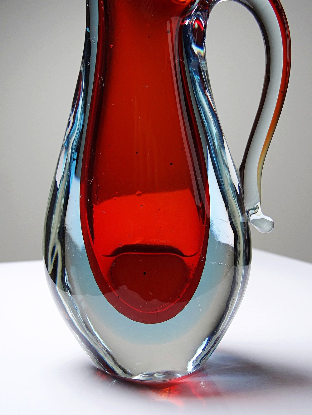 Vintage Vase Sommerso von Flavio Poli für Murano rot blau transparent