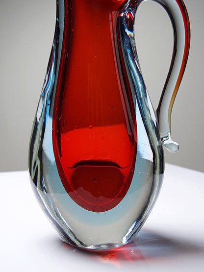Vintage Vase Sommerso von Flavio Poli für Murano rot blau transparent
