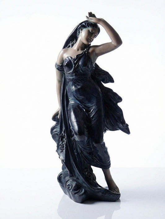 Vintage Statue Art Nouveau bronzefarben Gips/Komposit, zweifarbig, unsigniert