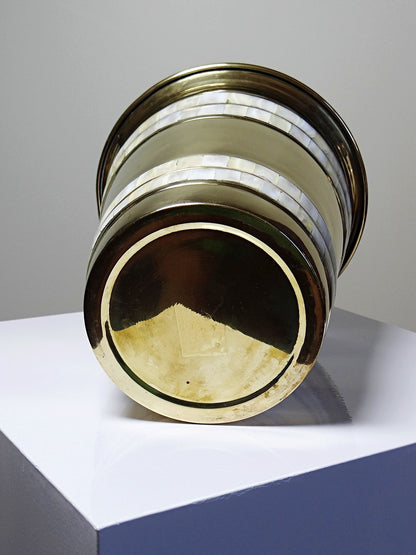 Vintage Servieraccessoire Champagnerkühler goldfarben mit Perlmutt