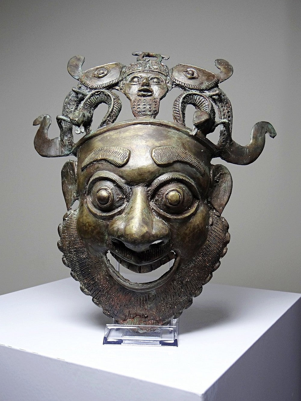 Vintage Bronzemaske Bamoun Kamerun braun Dekoration