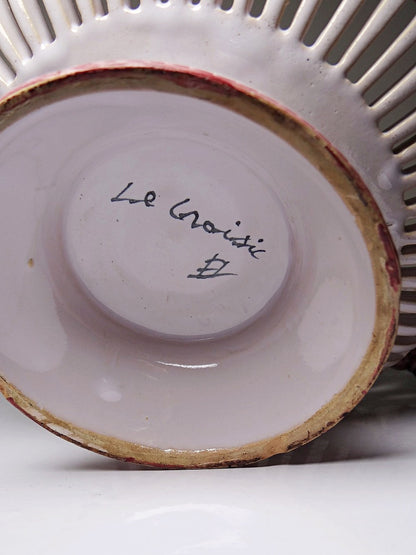 Vintage Servierschale von Émile Tessier für Le Croisic beschädigt