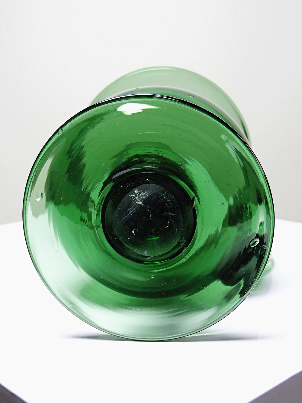 Vintage Photophor aus grünem Blasglas, großes Format