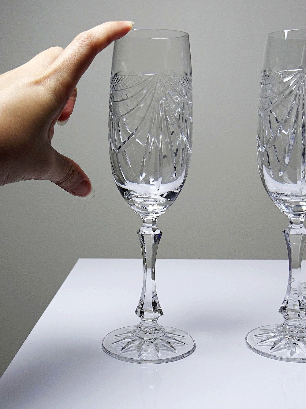 Vintage Champagnerflöte Gérard Set von 6 Kristall aus Lothringen, durchsichtig, Geschirr